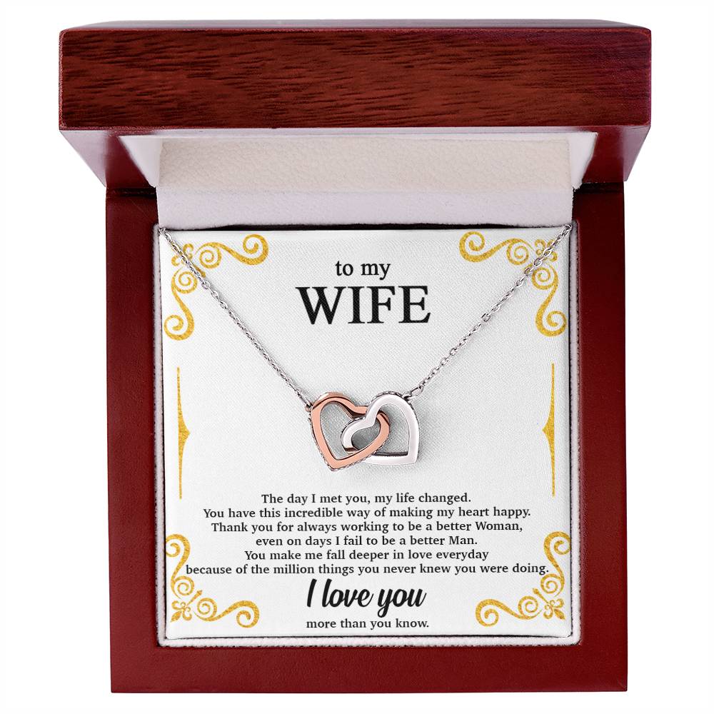 To My Wife - Luxurious Necklace Interlocking Hearts Necklace