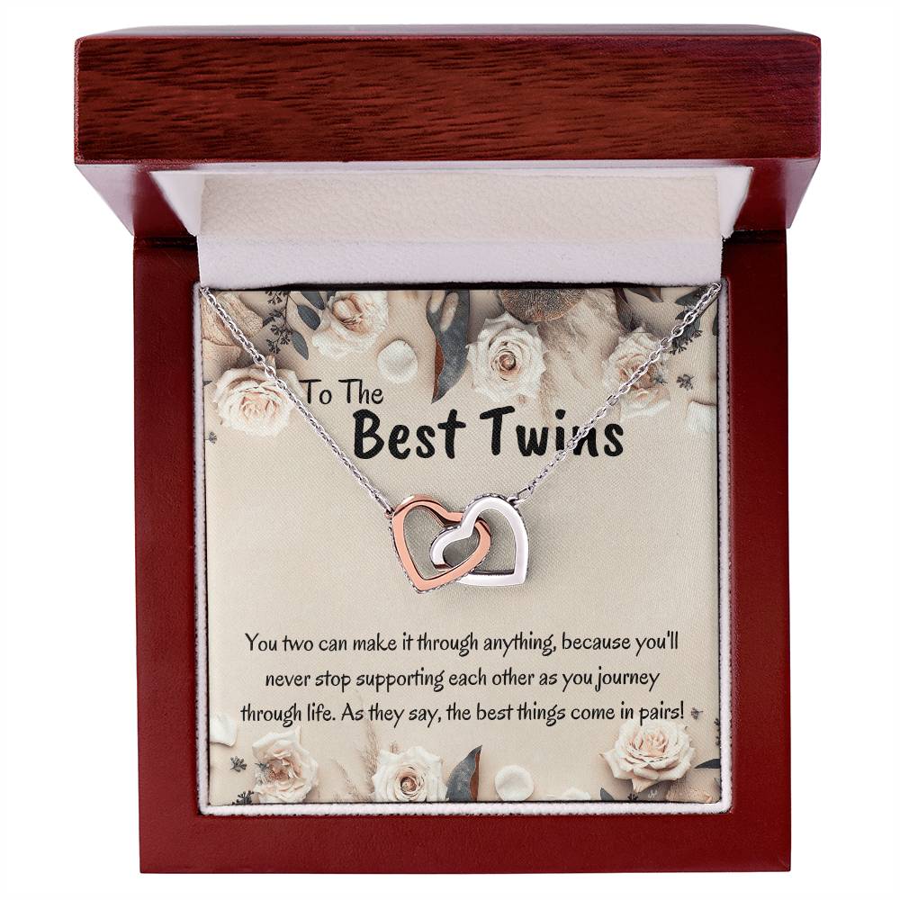 Best Twin Sister Gift Interlocking Hearts Necklace