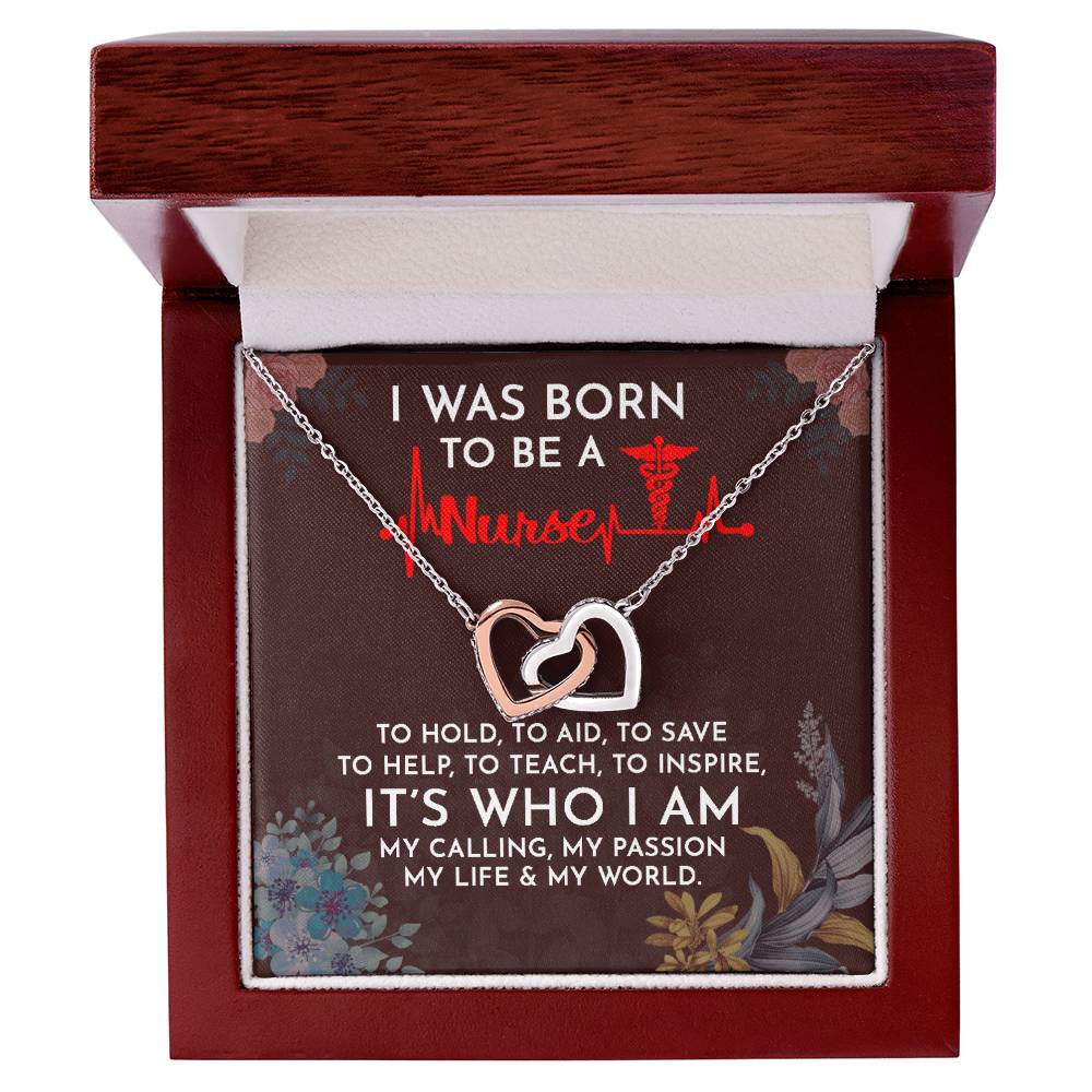 I Was Born To Be A Nurse Interlocking Heart Necklace Interlocking Hearts Necklace