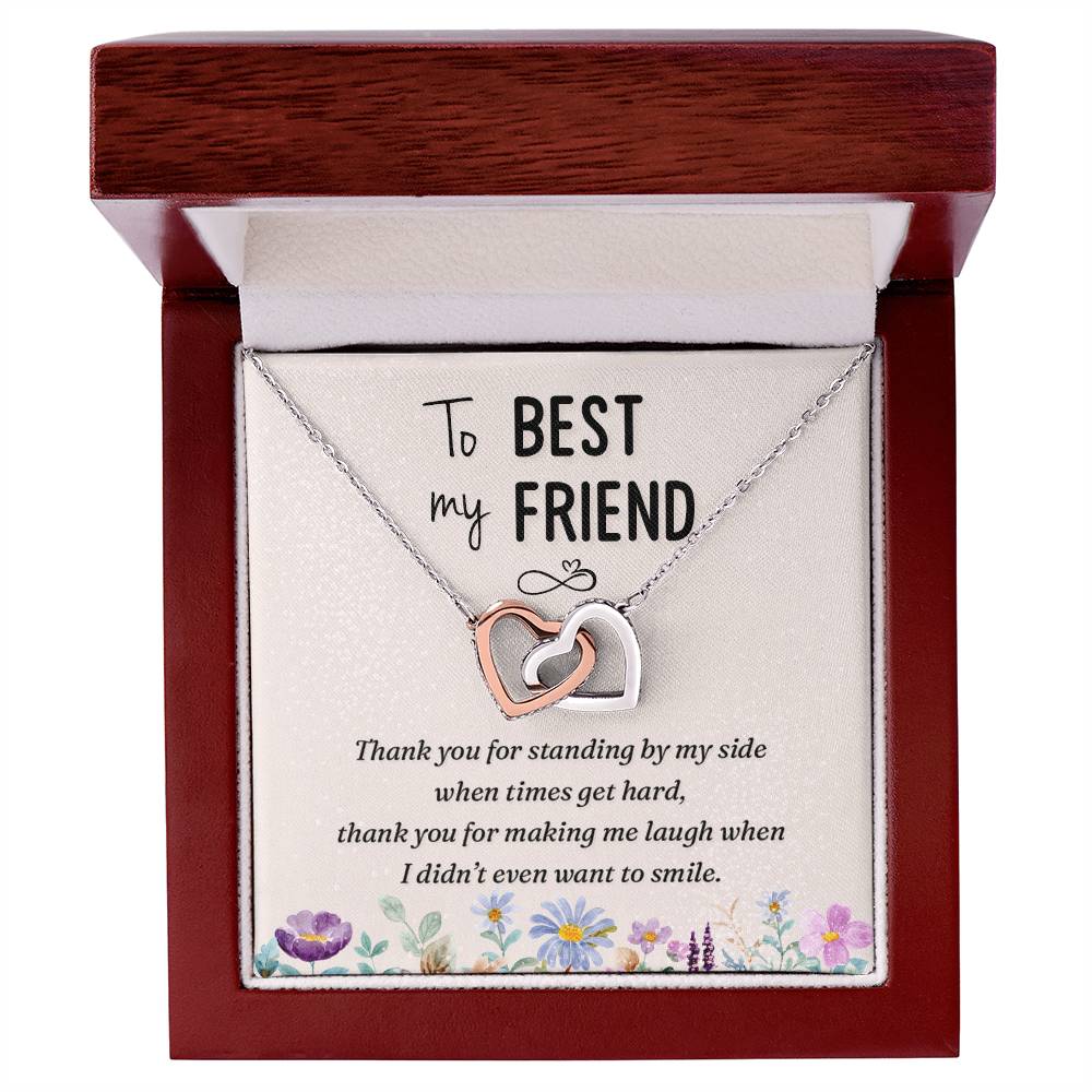 To My Best Friend-Thank You Interlocking Hearts Necklace