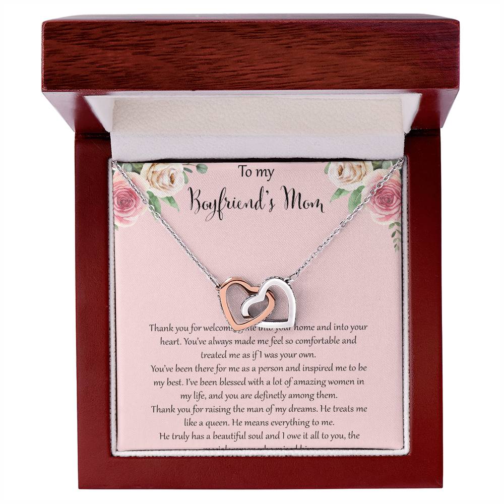 To My Boyfriends Mom - Pink Interlocking Hearts Necklace