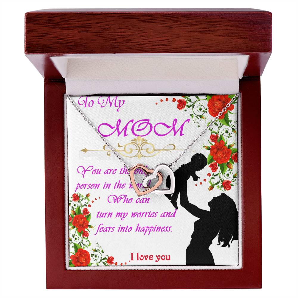 Greeting Card For Lovely Mother Interlocking Hearts Necklace