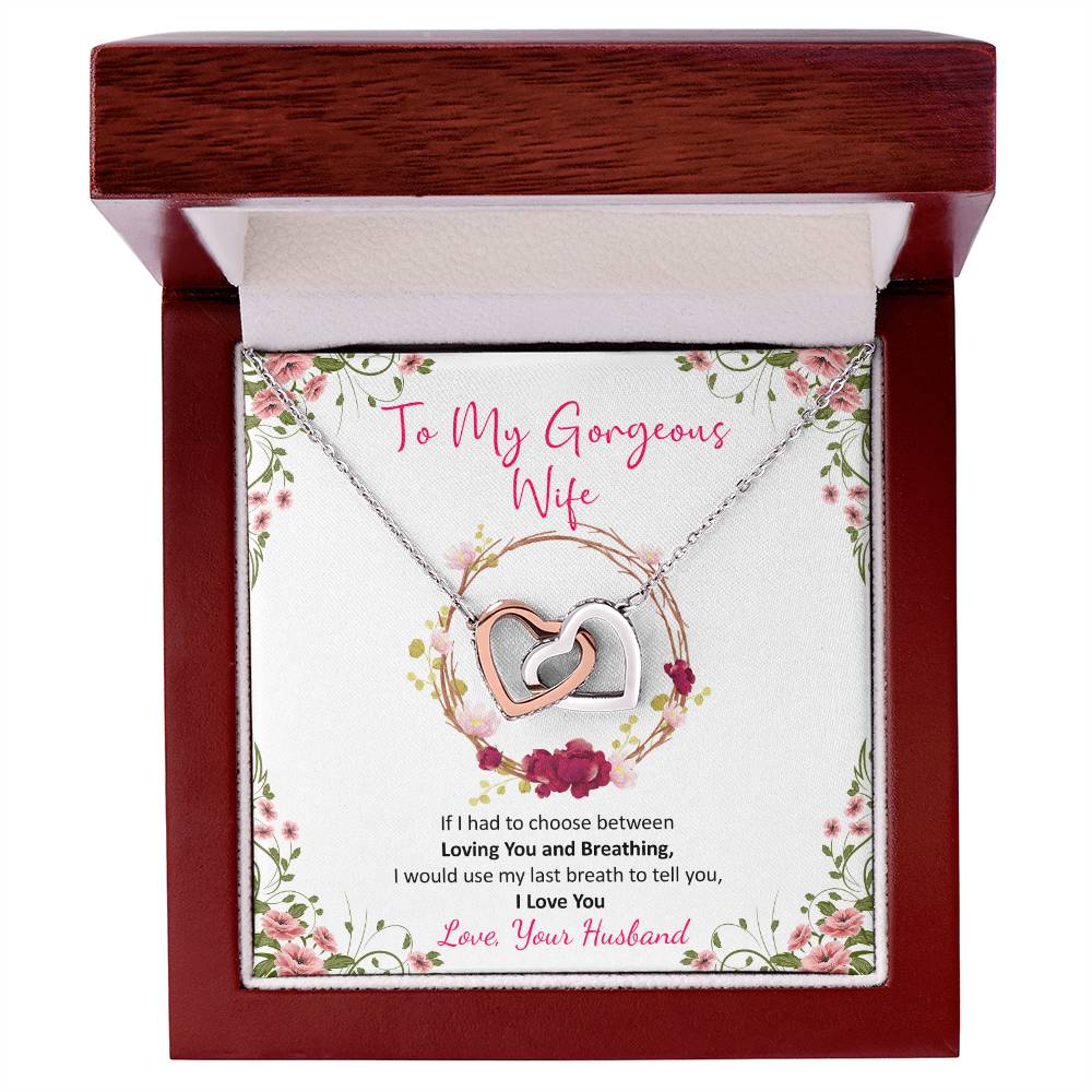 Husband To Wife Last Breath Interlocking Hearts Necklace