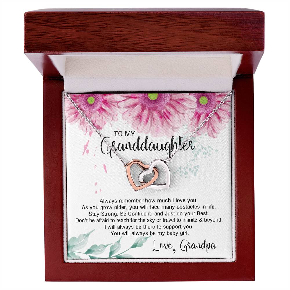 To My Granddaughter From Grandpa - You Will Always Be My Baby Girl Interlocking Hearts Necklace
