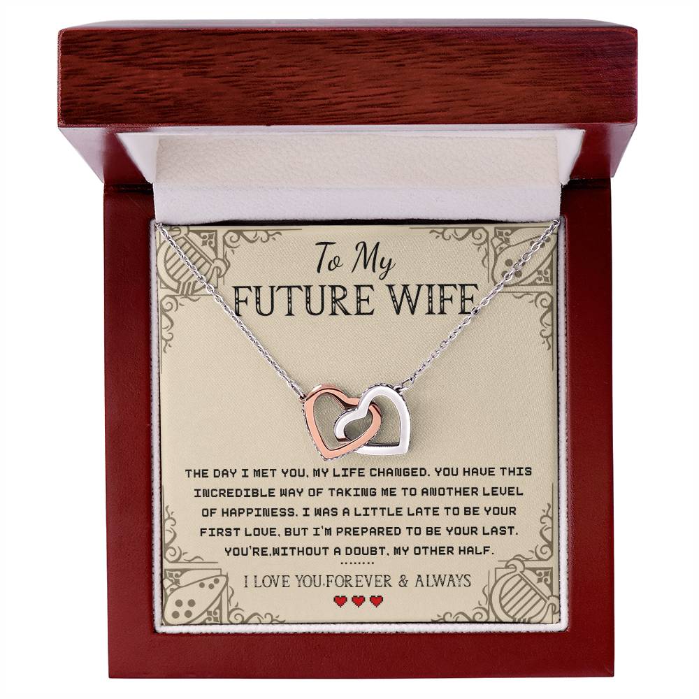 To My Future Wife - I Love You Interlocking Hearts Necklace