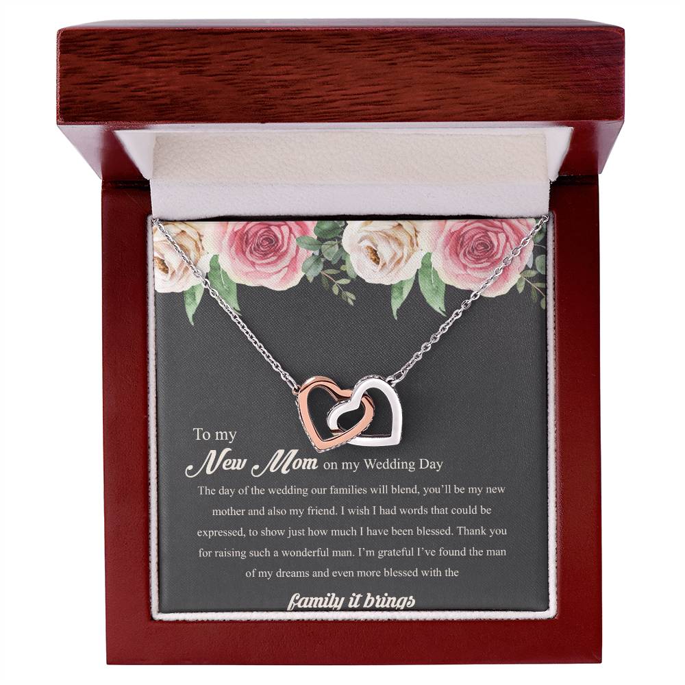 To My New Mom On My Wedding Day Interlocking Hearts Necklace