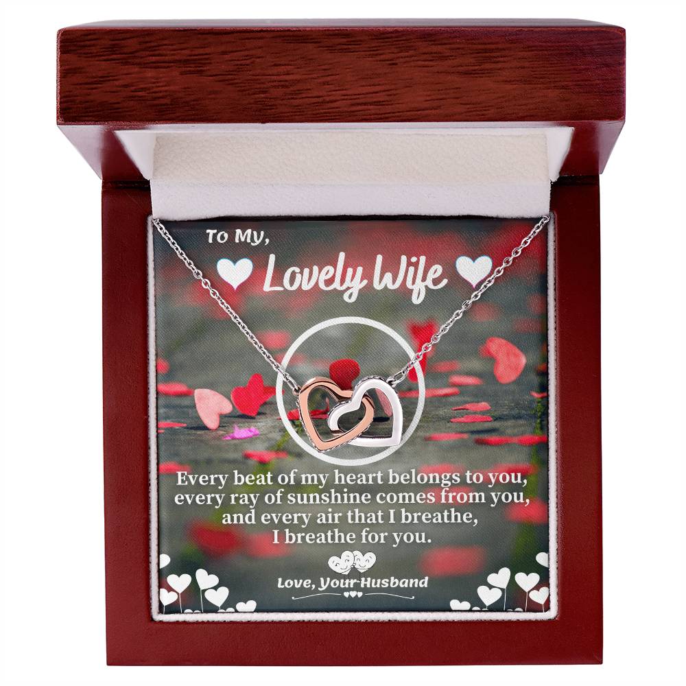 Husband To Wife Necklace Gift With Message Card Interlocking Hearts Necklace