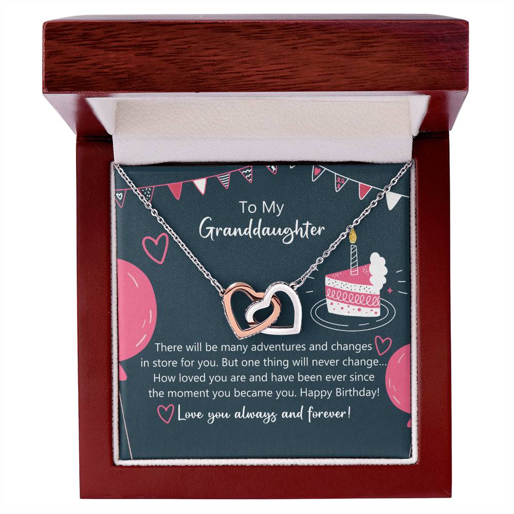 To My Granddaughter - How Lovely You Are Happy Birthday Necklace Interlocking Hearts Necklace