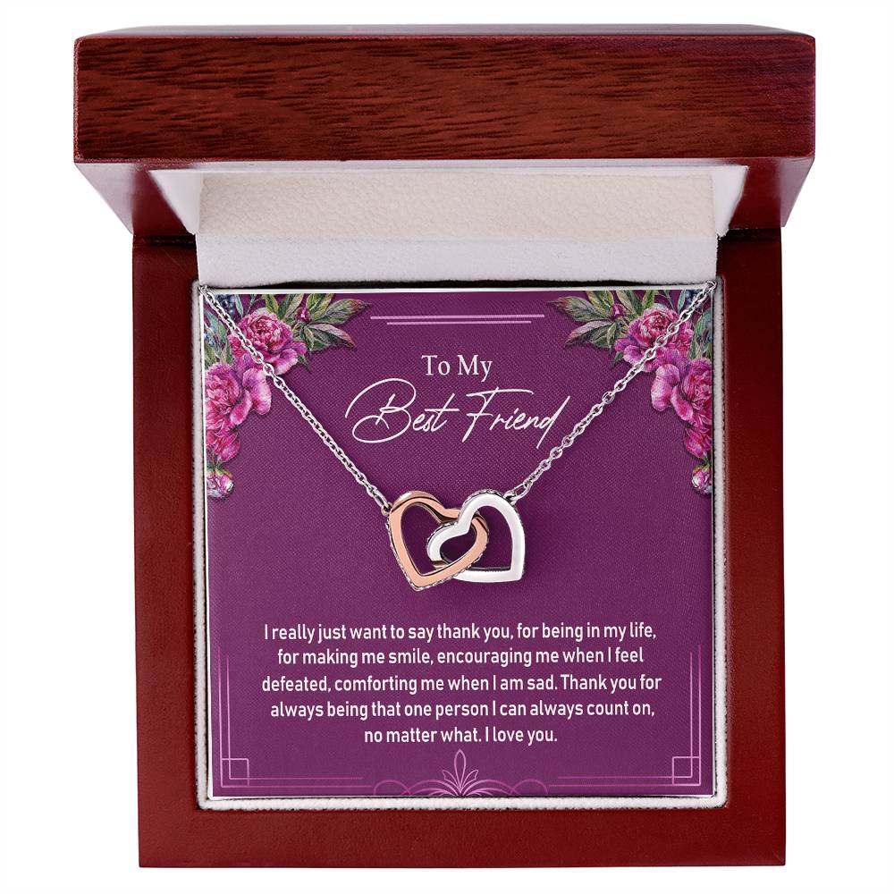 To My Best Friend Interlocking Hearts Necklace Birthday Gift