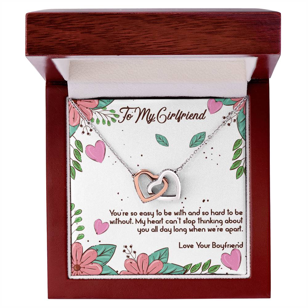 To My Girlfriend - When We'Re Apart Interlocking Hearts Necklace