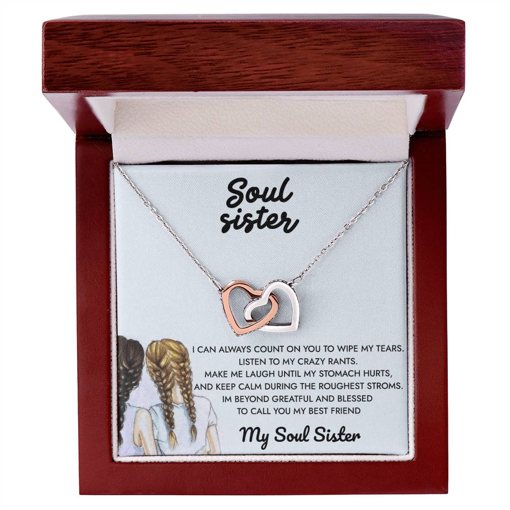 To My Soul Sister -My Reflection Pal Partner In Crime - Necklace Interlocking Hearts Necklace
