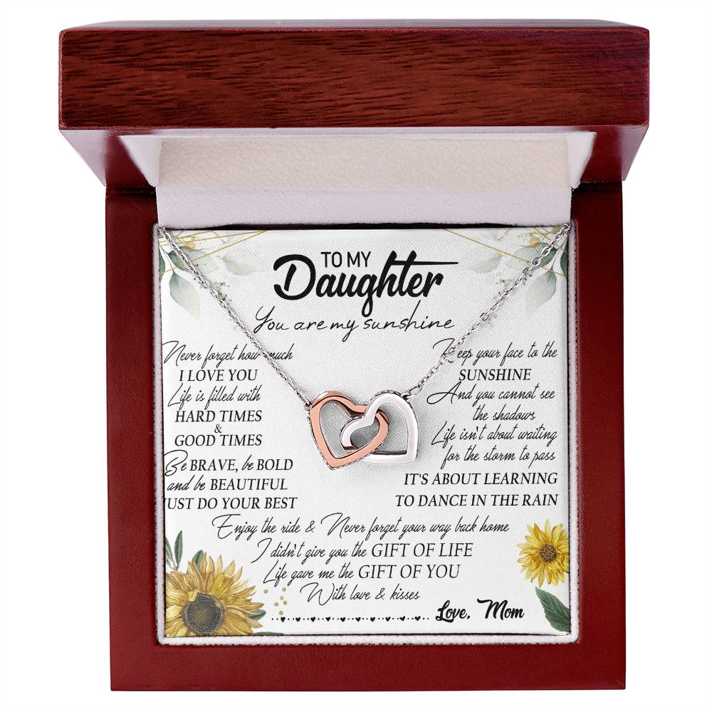 To My Daughter Interlocking Hearts Necklace Message Card