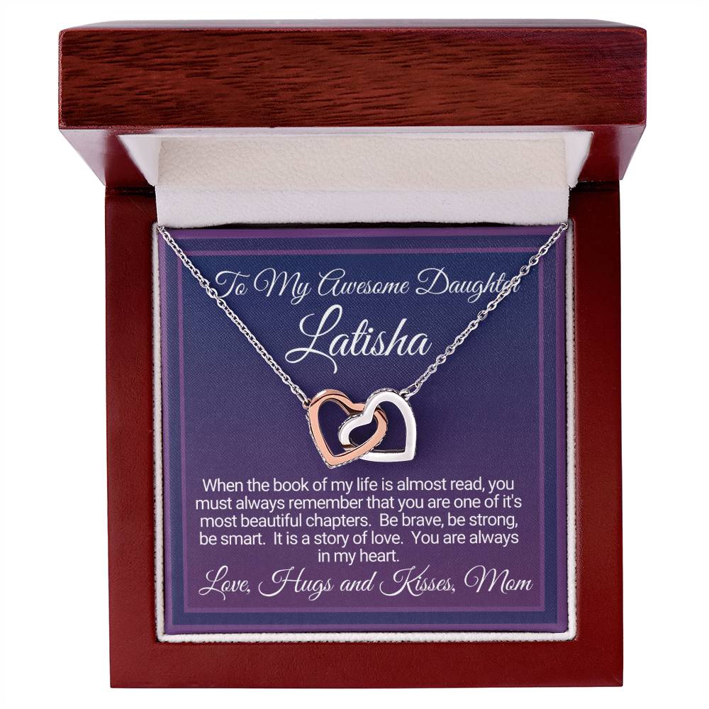 Awesome Daughter Necklace Gift From Mom Interlocking Hearts Necklace