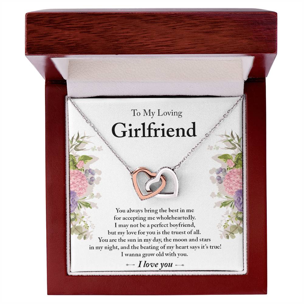 To My Loving Girlfriend - Interlocking Heart Pendant Necklace Interlocking Hearts Necklace