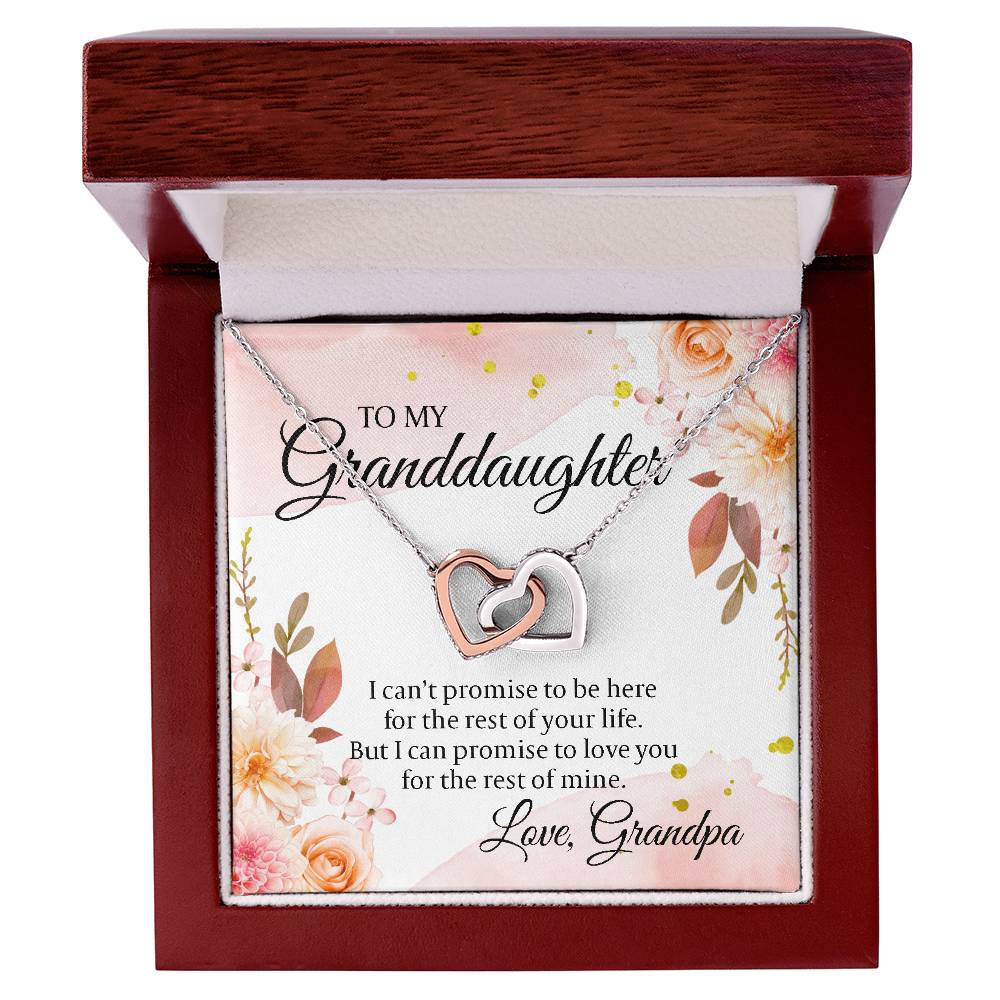 To My Granddaughter From Grandpa - I Can'T Promise To Be Here Interlocking Hearts Necklace