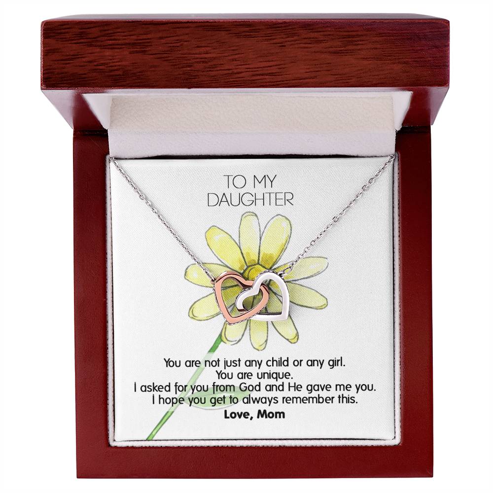God Gave Me You My Daughter - Unique Gift Necklace Interlocking Hearts Necklace
