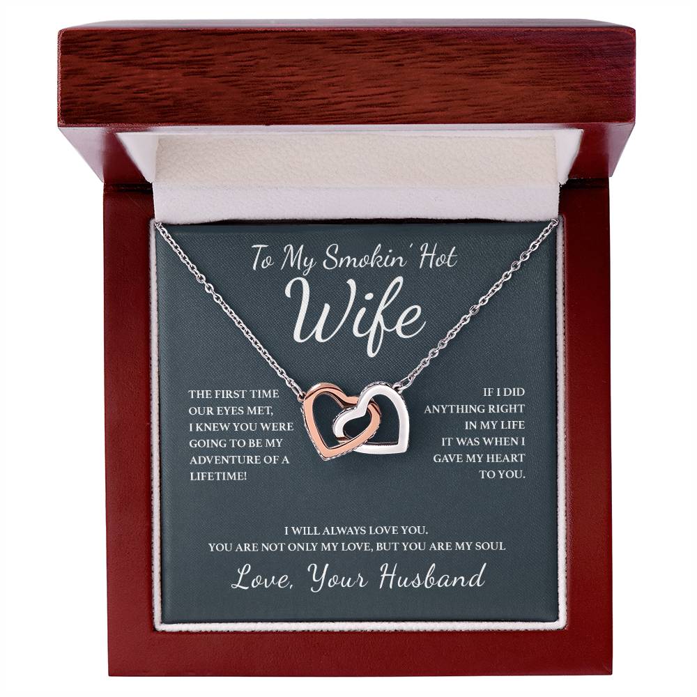 To My Wife - You Are My Soul Interlocking Hearts Necklace