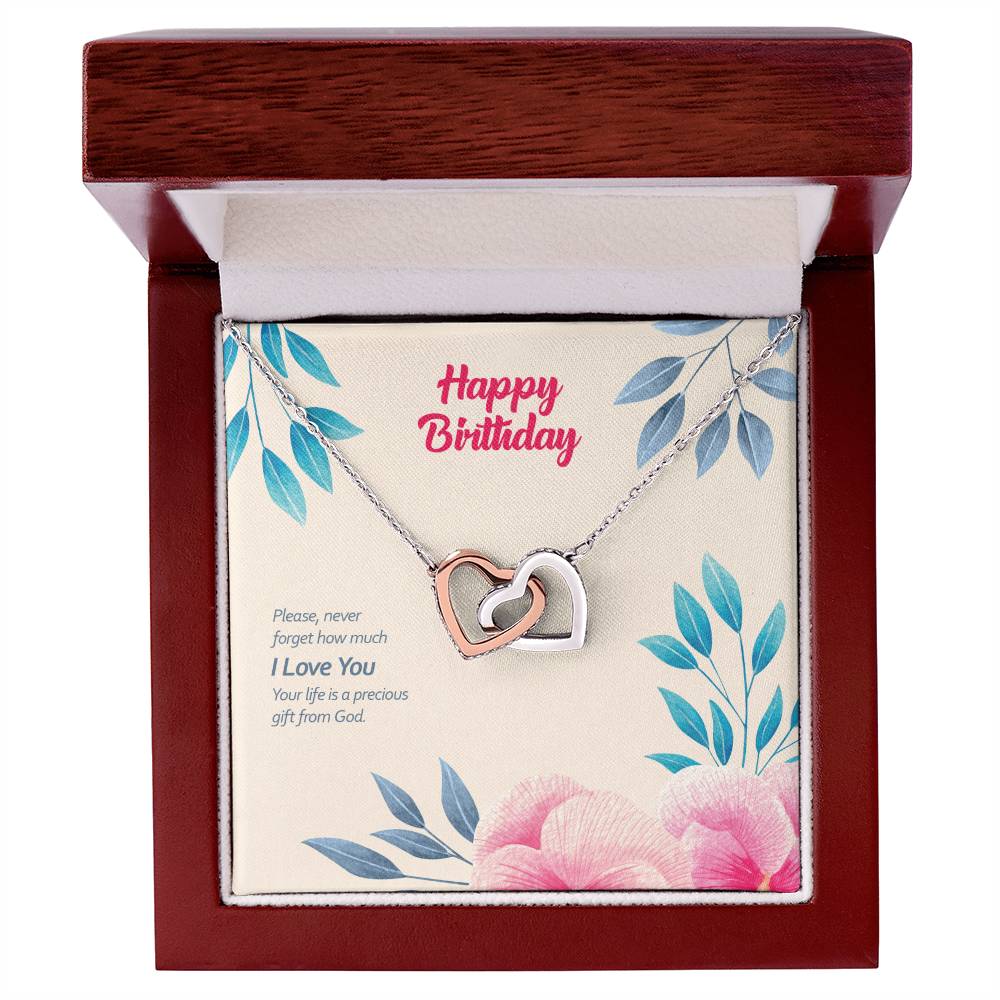 Birthday Edition Your Life Is A Precious Gift From God - Interlocking Hearts Necklace