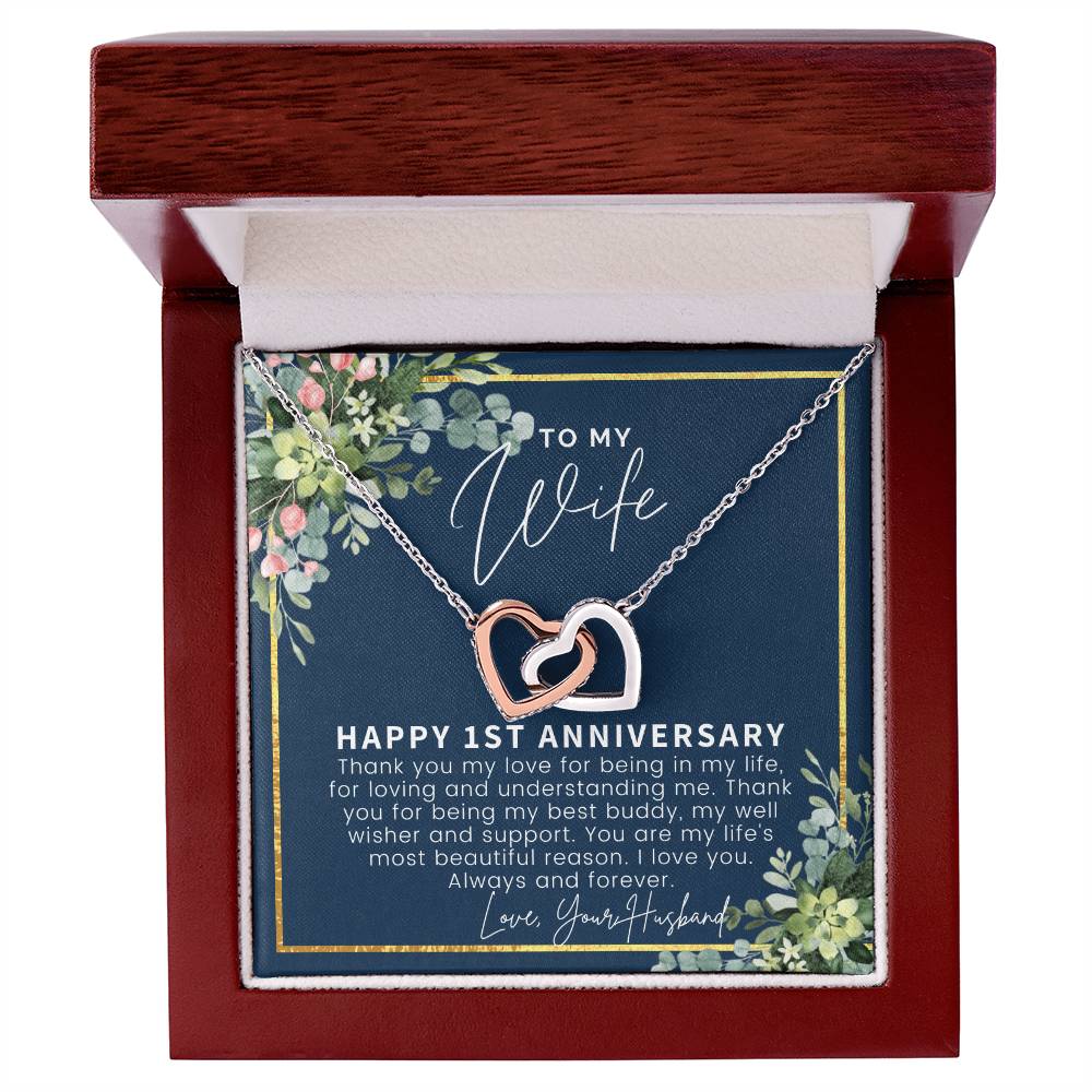 One Year Anniversary Gifts First Anniversary Gift For Her 1St Wedding Anniversary Gift For Wife First Year Anniversary Interlocking Hearts Necklace