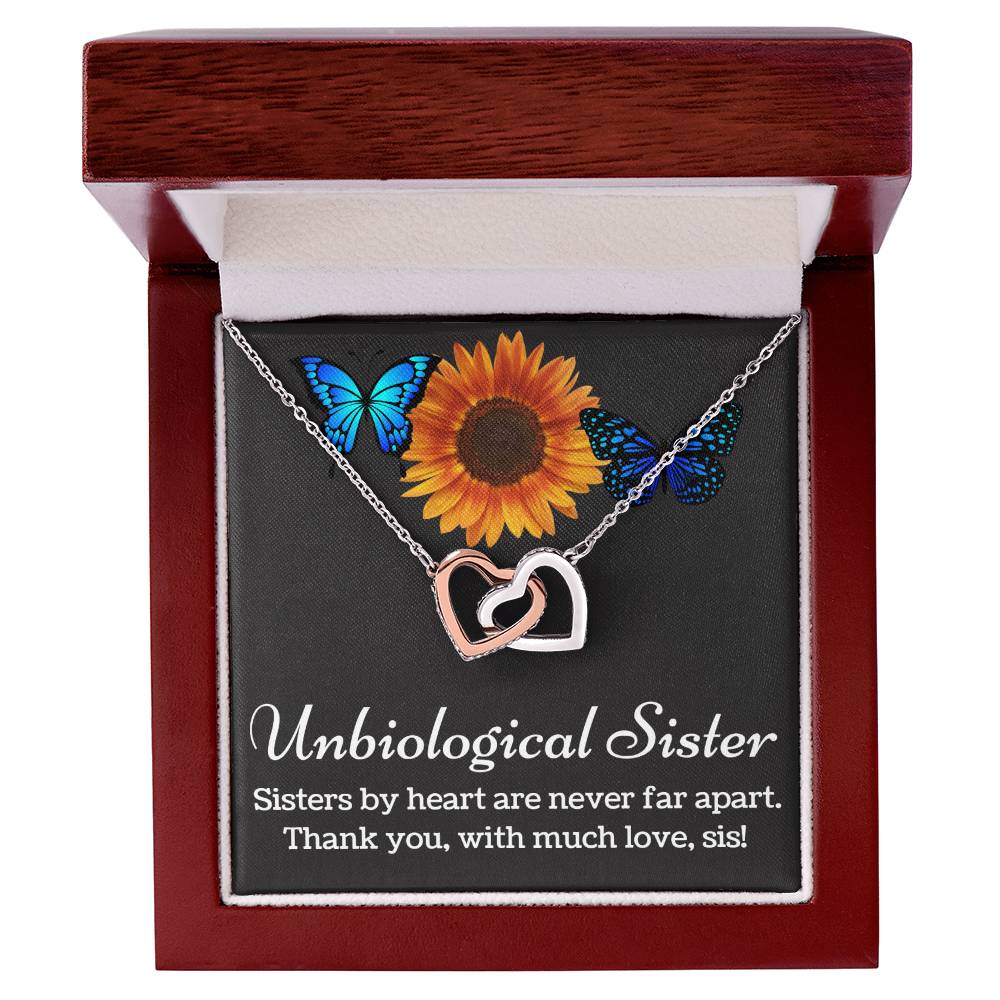 Unbiological Sister Necklace Interlocking Hearts Necklace