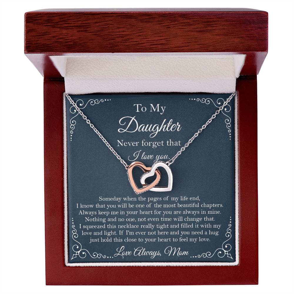 To My Daughter Necklace - You Are The Most Beautiful Chapters Gift For Daughter From Mom Daughter Birthday Graduation Gift Interlocking Hearts Necklace