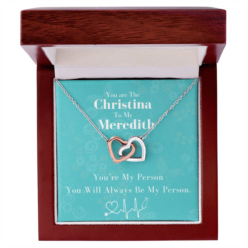 You Are The Cristina To My Meredith Joined Hearts Necklace Interlocking Hearts Necklace