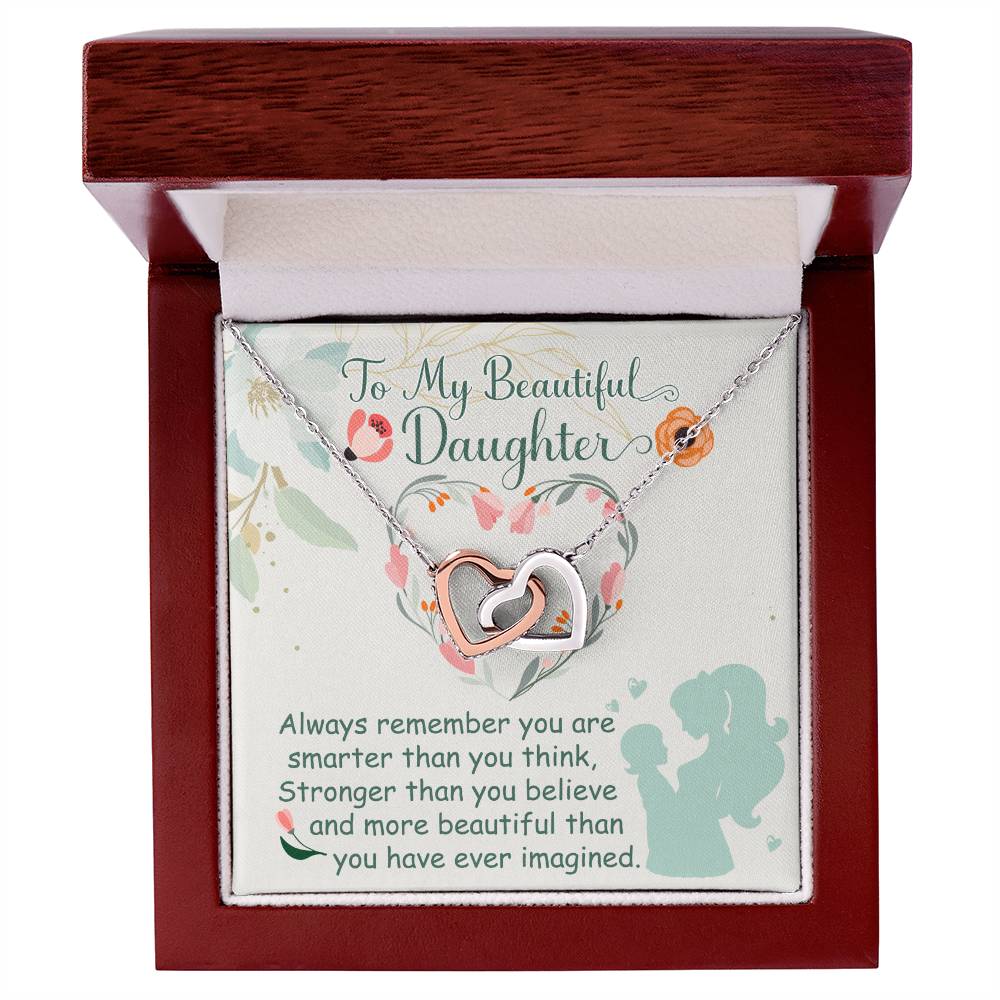 To My Beautiful Daughter Necklace To Daughter From Mom Interlocking Hearts Necklace