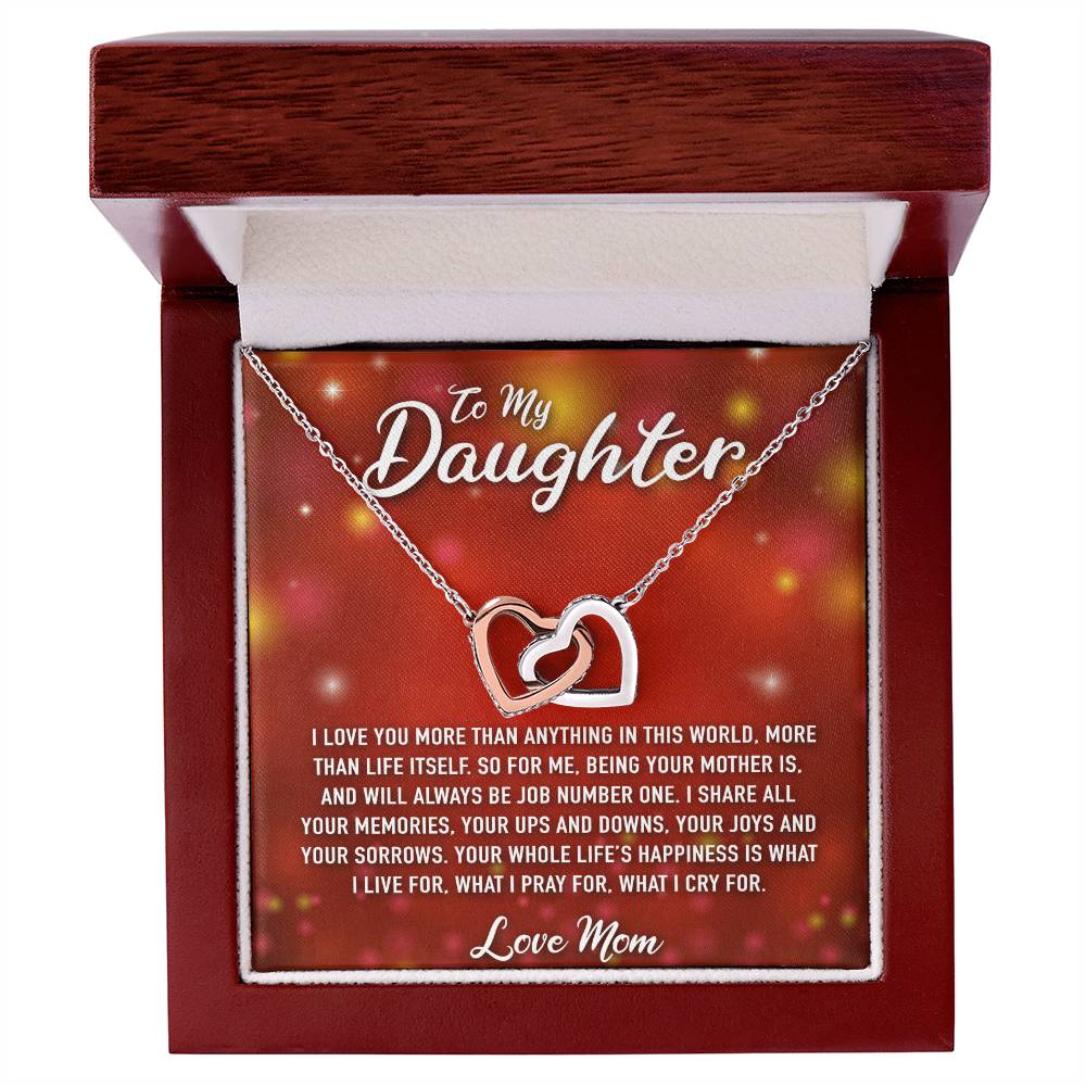 To My Daughter Interlocking Hearts Necklace