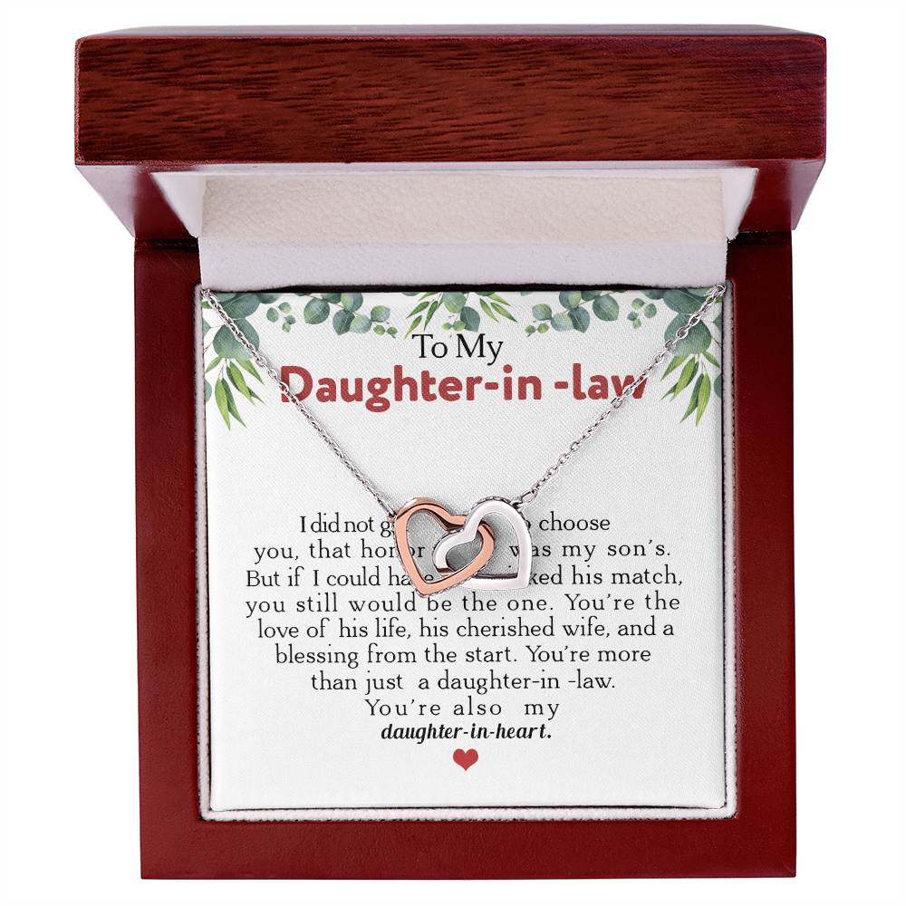 To My Daughter-In-Law You'Re Also My Daughter In Heart Interlocking Hearts Necklace