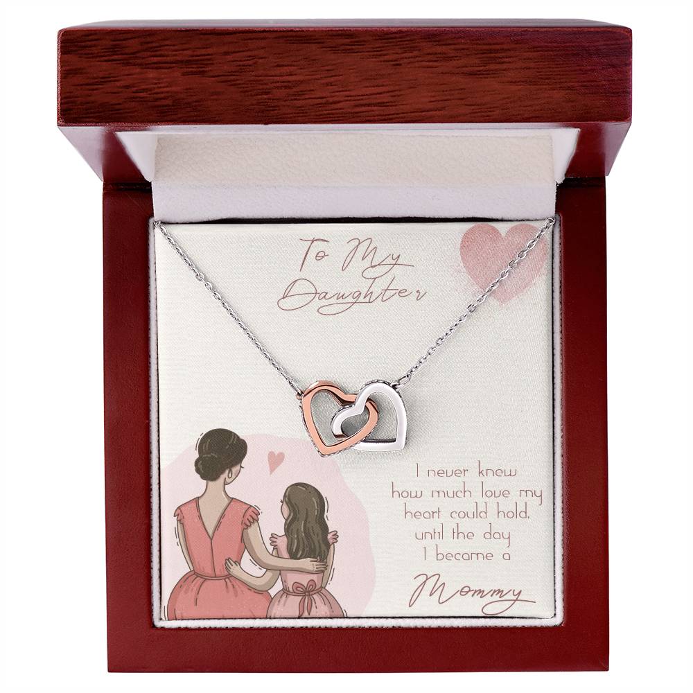 To My Daughter - 2 Interlocking Hearts Necklace
