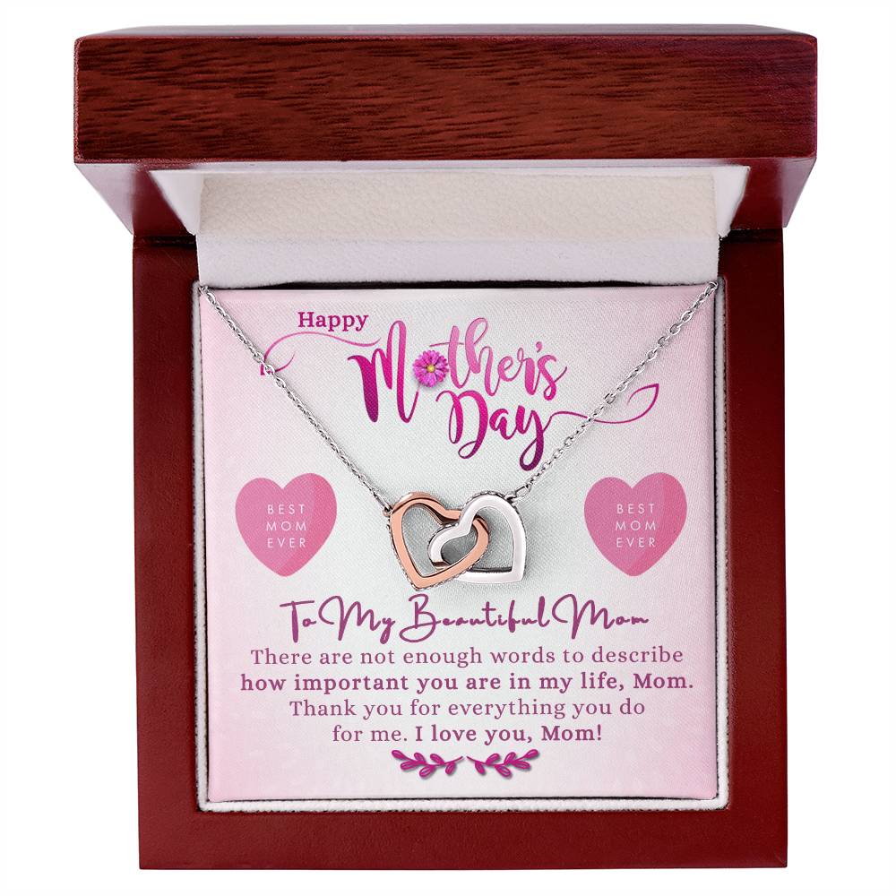 Mothers Day Double Heart Necklace Gift Interlocking Hearts Necklace