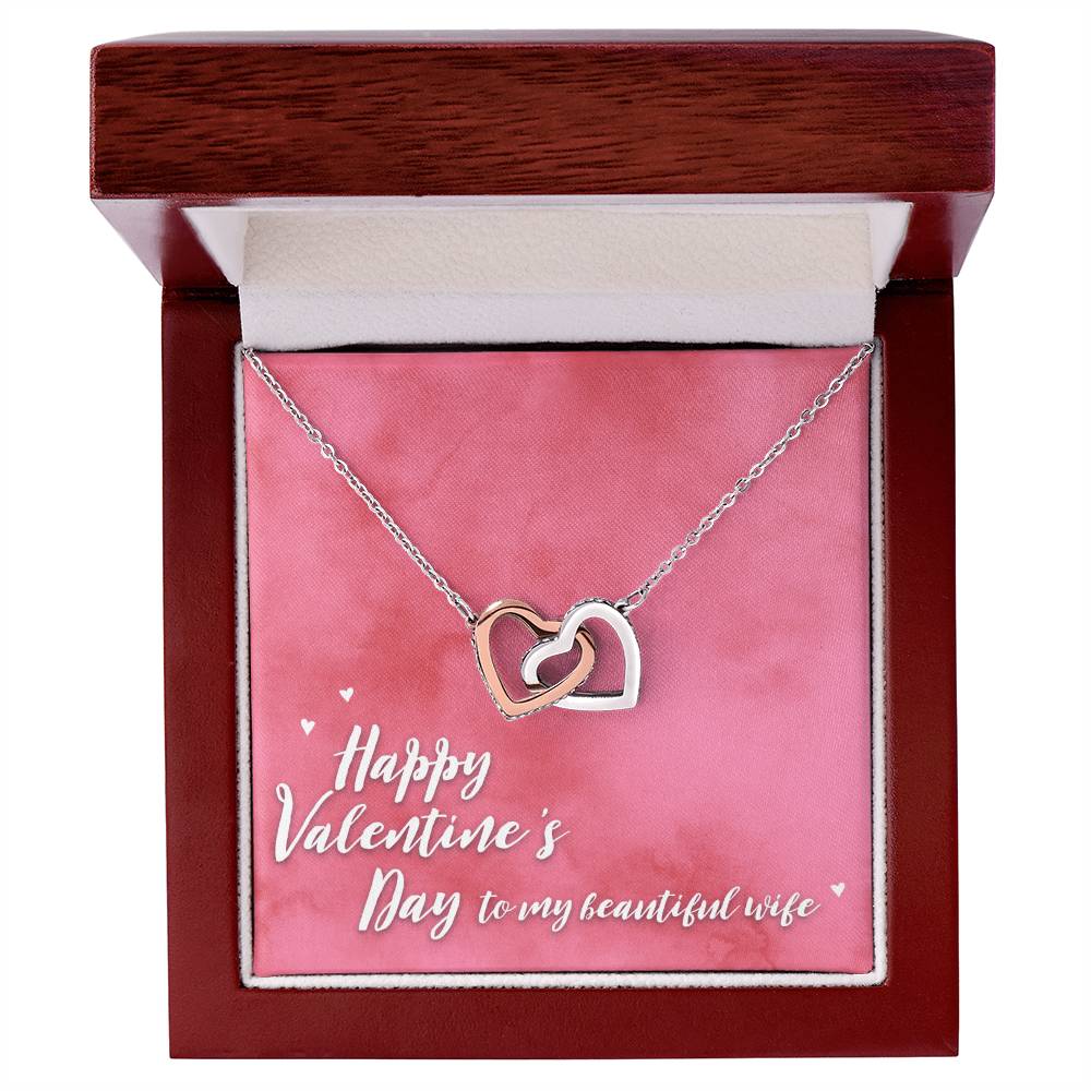 Happy Valentine'S Day Interlocking Hearts Necklace Gift From Husband To Wife Romantic Gift For Spouse
