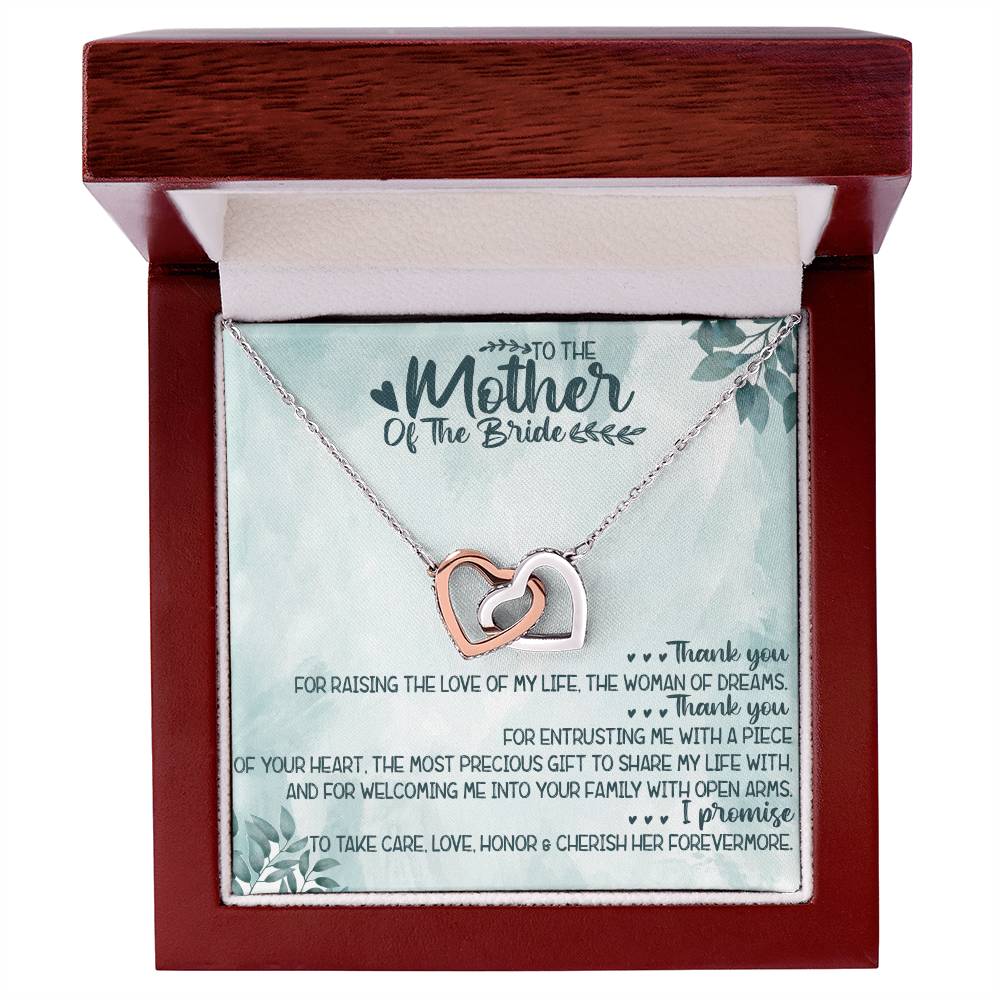 To The Mother Of The Bride Interlocking Hearts Necklace Message Card