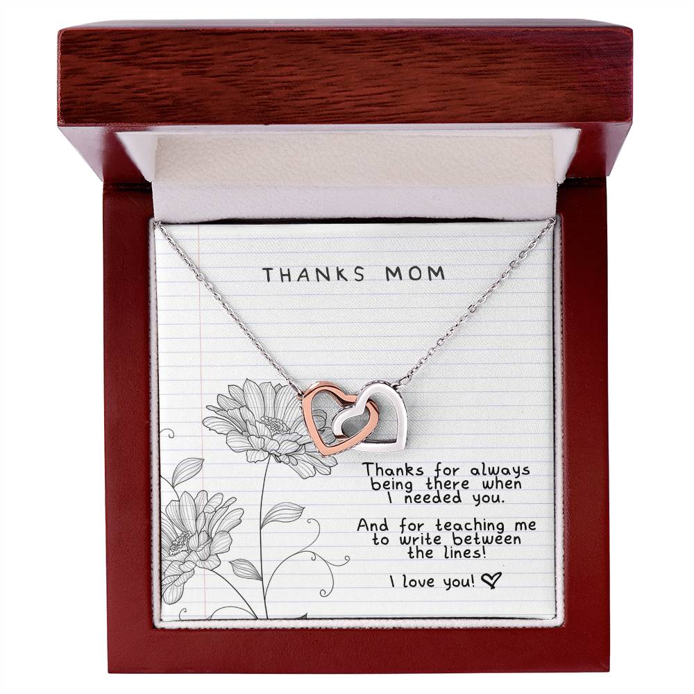 Thanks Mom - Always There For Me - Interlocking Necklace Interlocking Hearts Necklace