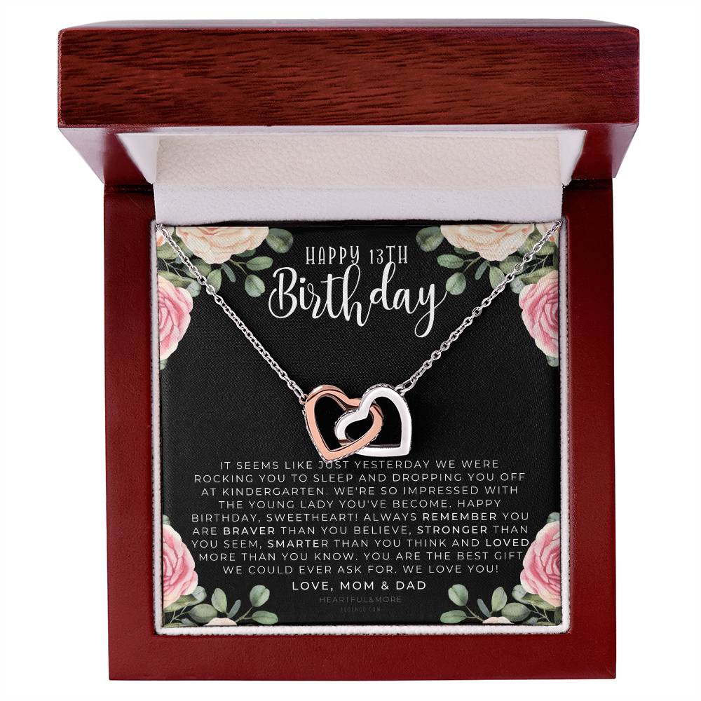 Gift For 13 Year Old Girl Gifts 13Th Birthday Girl 13Th Birthday Gift Thirteenth Birthday Necklace Teen Birthday Gift Official Teenager Interlocking Hearts Necklace