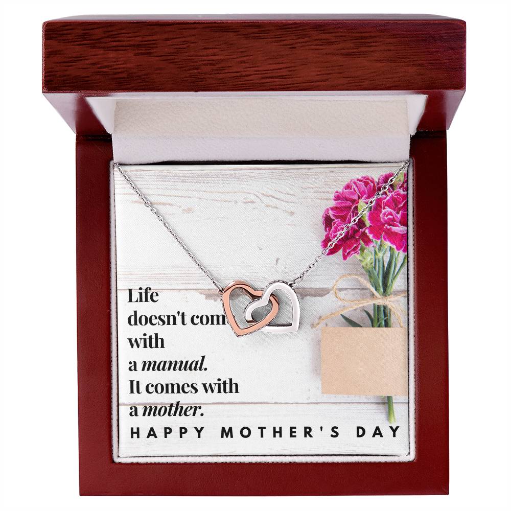 Happy Mother'S Day Double Heart Necklace Interlocking Hearts Necklace