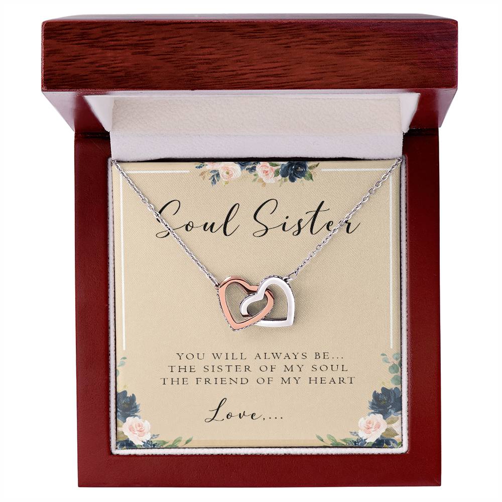 Soul Sister Necklace With Card Best Friend Gift Personalized Gift For Best Friend Birthday Interlocking Hearts Necklace