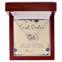 Soul Sister Necklace With Card Best Friend Gift Personalized Gift For Best Friend Birthday Interlocking Hearts Necklace