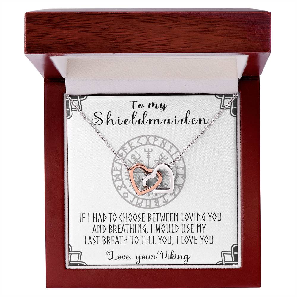 To My Shieldmaiden Interlocking Heart Necklace To Wife Necklace Shieldmaiden And Viking Interlocking Hearts Necklace