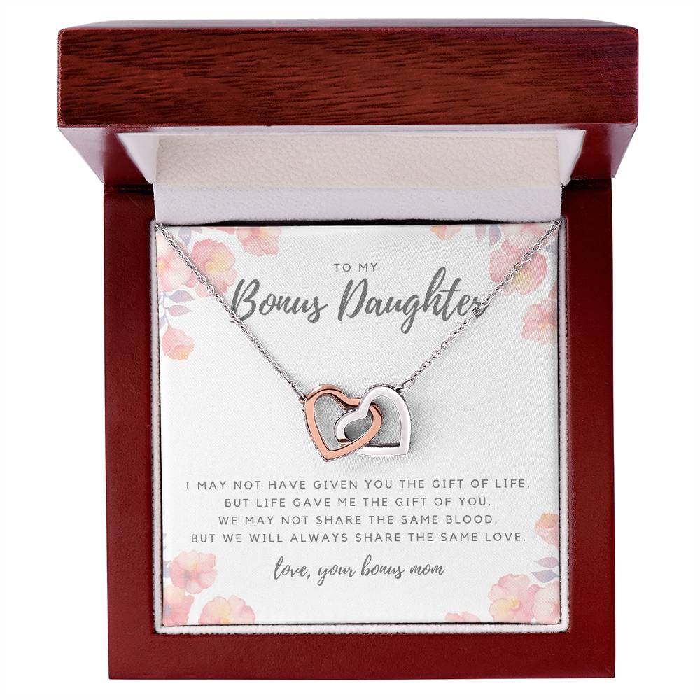 To My Bonus Daughter Necklace Interlocking Hearts Necklace