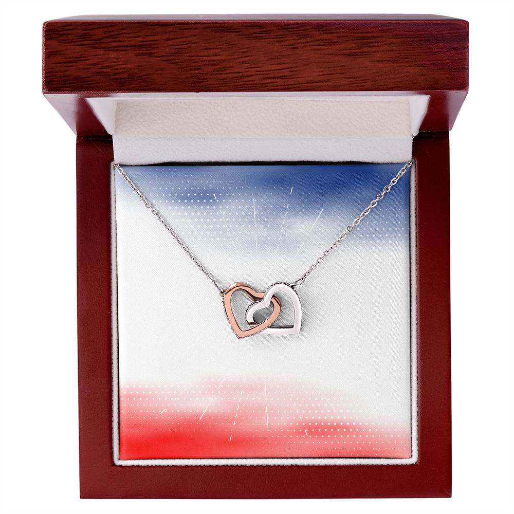 4Th Of July American Flag Vintage Usa Men Women Patriotic Interlocking Hearts Necklace