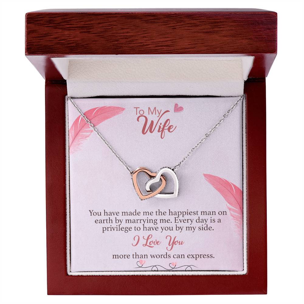 To Wife Interlocking Hearts Necklace