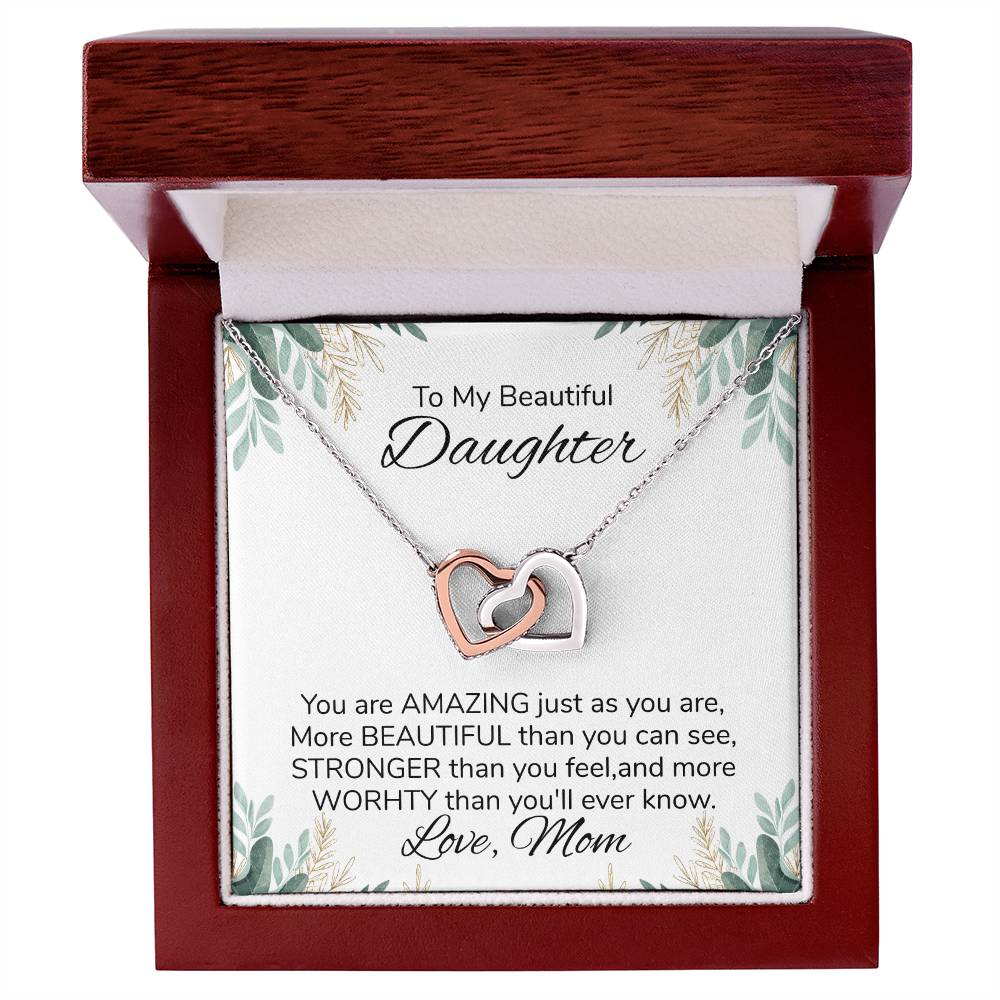 To My Daughter Necklace Gift From Mom Mothers Day Gift For Daughter From Mother Sentimental Jewelry Gifts For Daughter From Mom Interlocking Hearts Necklace