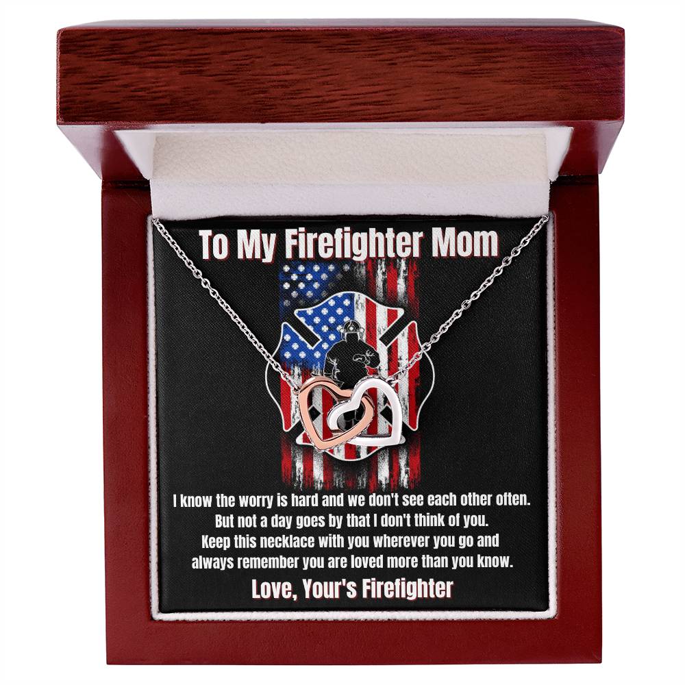 To My Firefighter Mom Necklace Interlocking Hearts Necklace