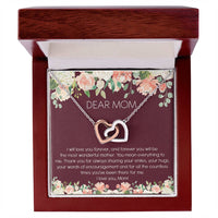 Dear Mom Watercolor Flower Interlocking Hearts Necklace Mother'S Day Message Card