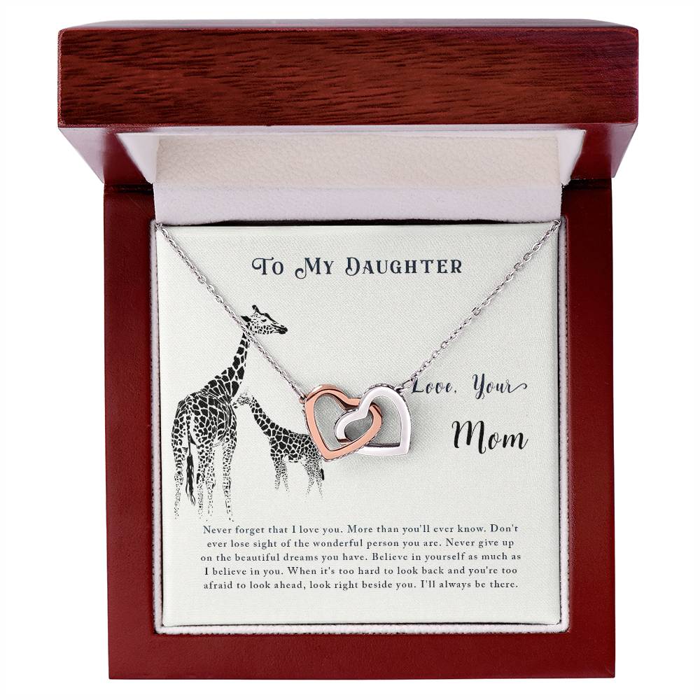 For Daughter - Never Forget That I Love You - Interlocking Hearts Necklace