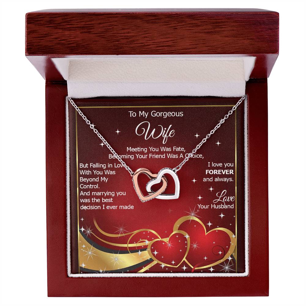 To My Gorgeous Wife I Love You Forever And Always - Interlocking Heart Necklace Interlocking Hearts Necklace