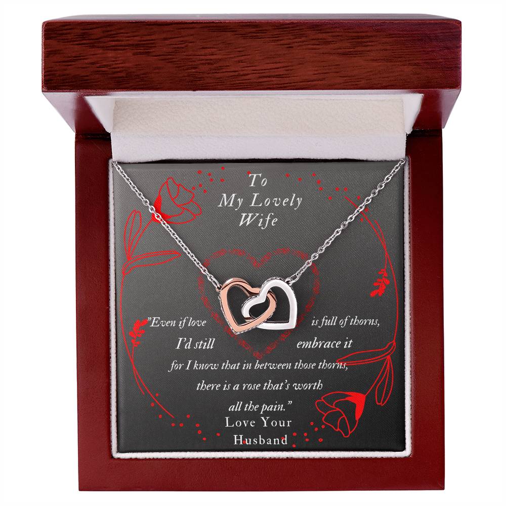 To My Lovely Wife-Two Interlocked Heart Necklace Pendant Interlocking Hearts Necklace