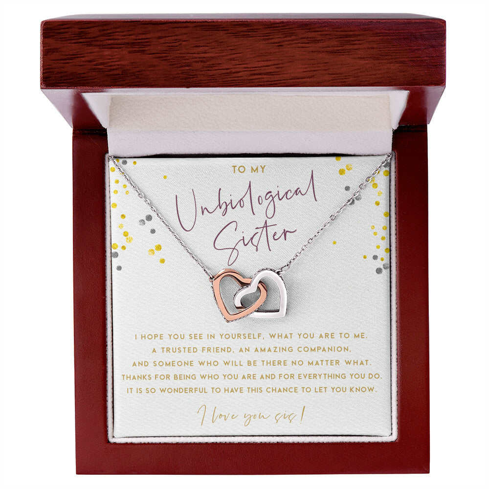 To My Unbiological Sister! Interlocking Hearts Necklace