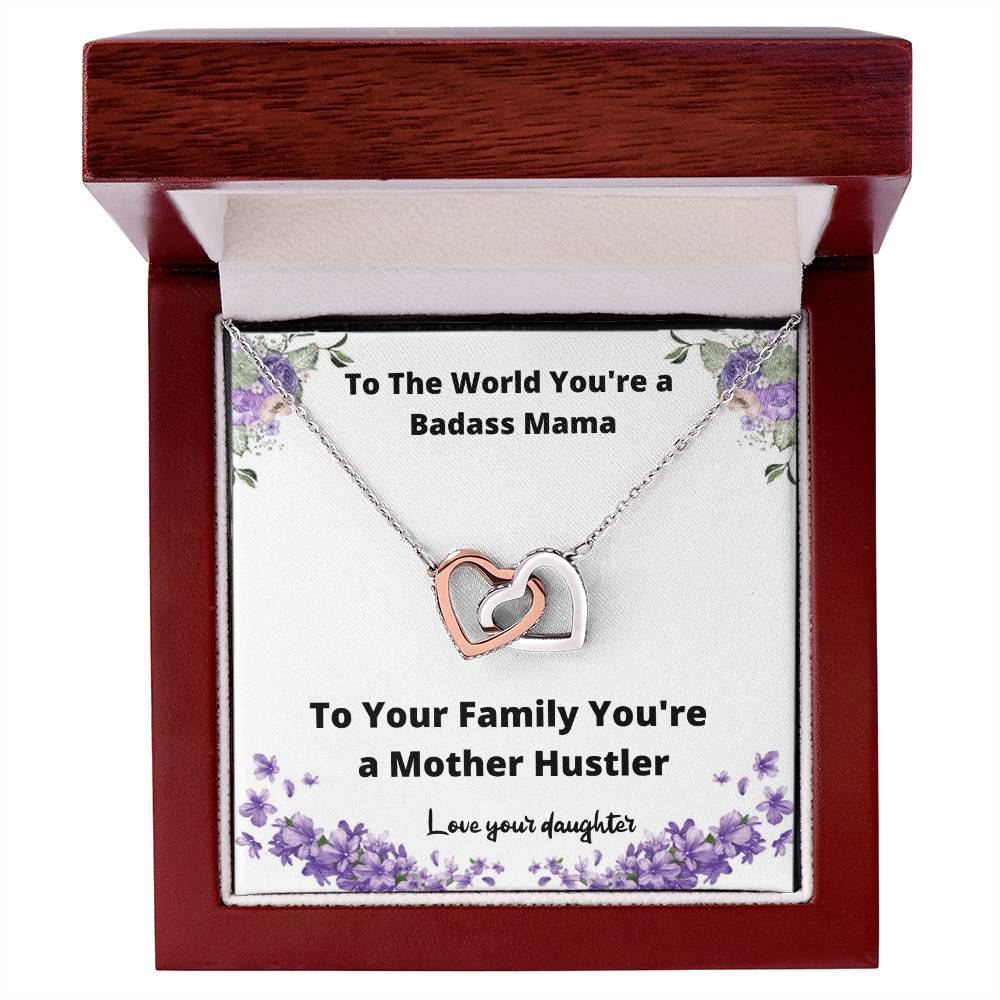 Necklace From Daughter Badass Mama Gift For Mother Gift Idea Best Mom Ever Interlocking Hearts Necklace